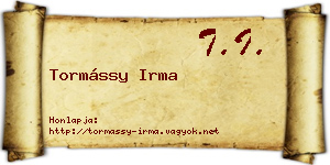 Tormássy Irma névjegykártya